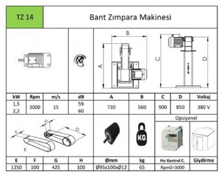 Dz Bant Zmpara Makinas ( Metal ve Ahap Yzey )